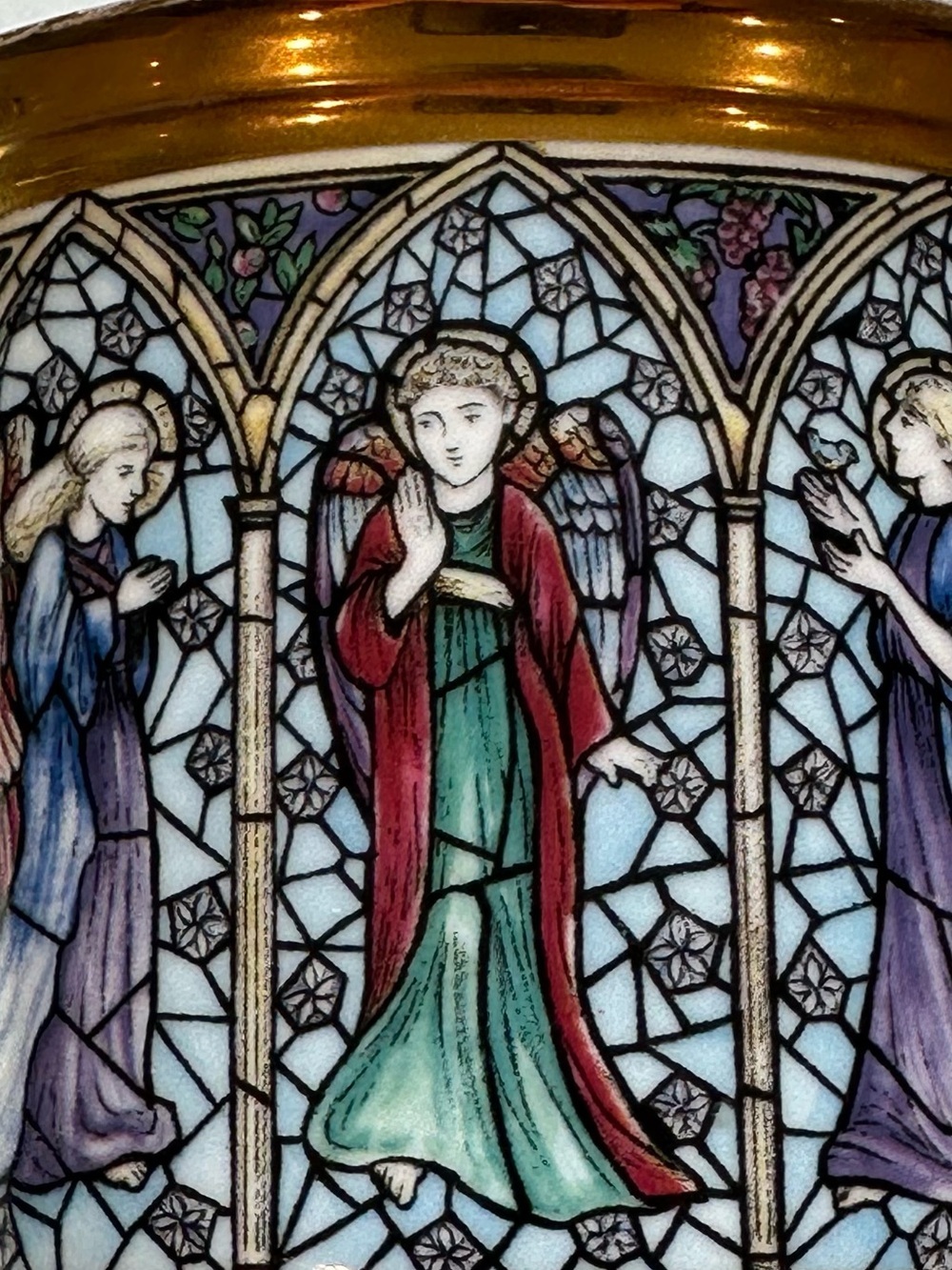 Halcyon Days Porcelain Stained Glass Saints Oval Trinket Vase - Picture 3 of 9